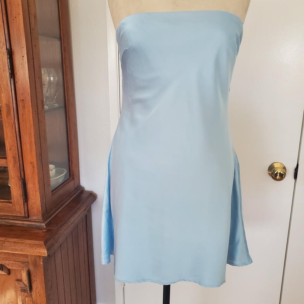 Princess Polly Strapless Sky Blue Dress